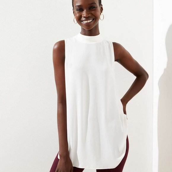 Loft Mock Neck Tunic Shell 